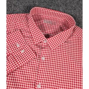 Barbell Long Sleeve Dress Shirt Mens XL Red Check Plaid Performance Stretch
